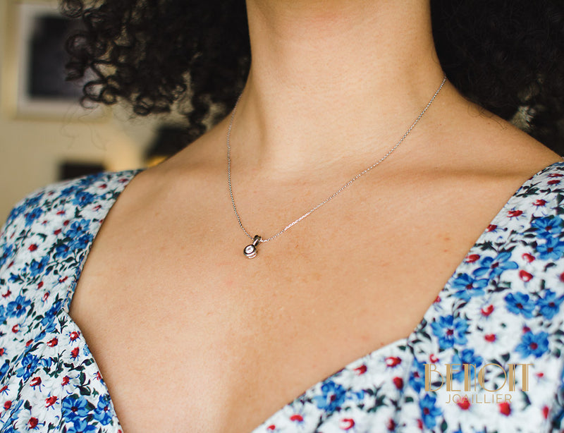 Pendentif Or Blanc Diamant