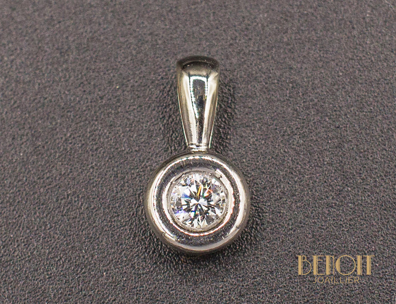 Pendentif Or Blanc Diamant