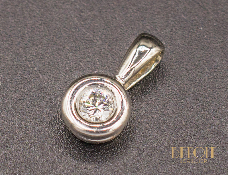 Pendentif Or Blanc Diamant