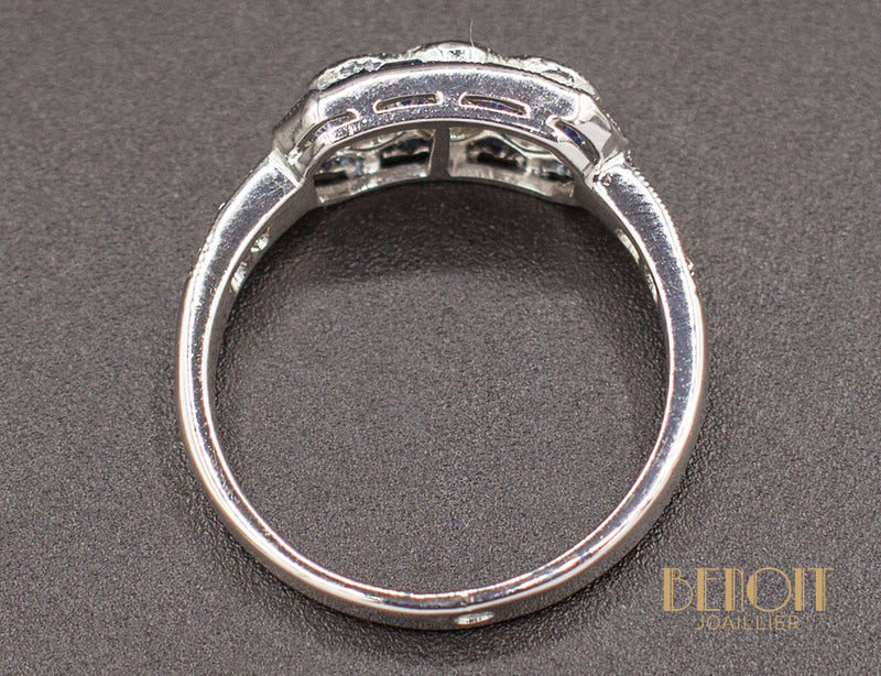 Bague Art Déco Diamants Saphirs
