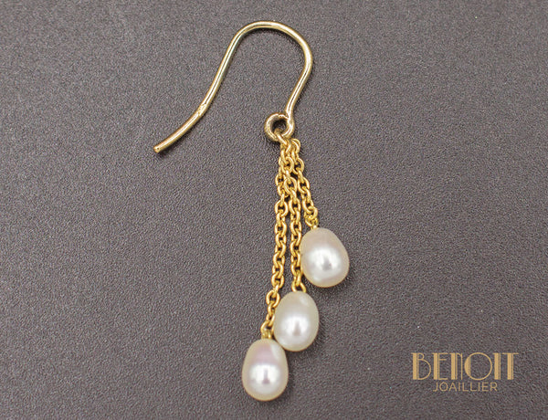 Boucles d'Oreilles "Les Recyclés" Or et Perles