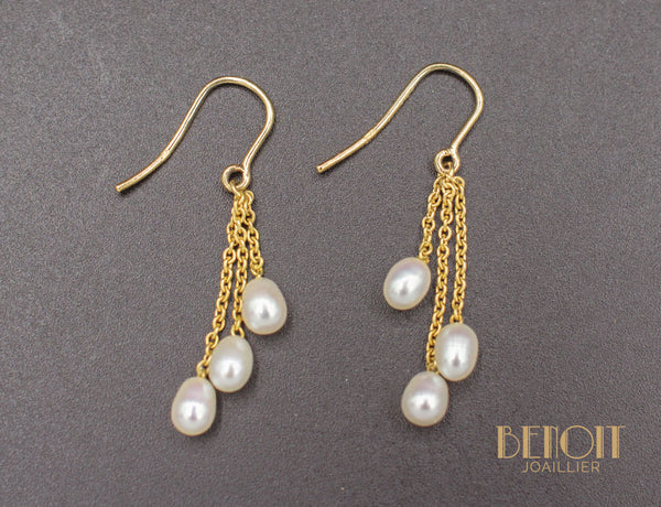 Boucles d'Oreilles "Les Recyclés" Or et Perles
