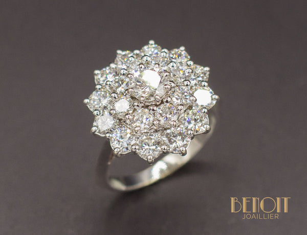 Bague Marguerite Diamants Double Entourage