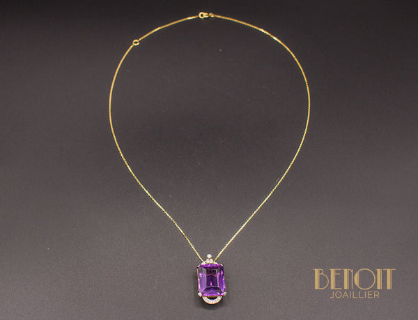 Pendentif Art Déco Améthyste et Diamants