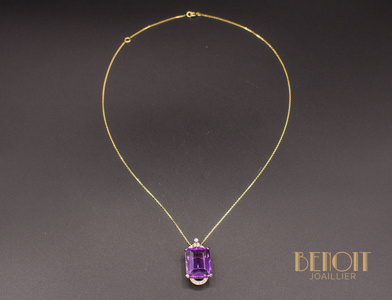 Pendentif Art Déco Améthyste et Diamants
