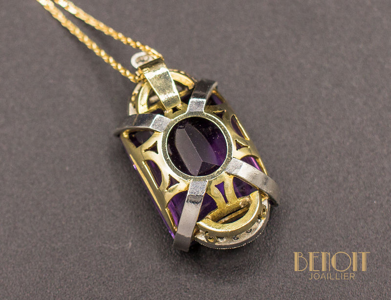 Pendentif Art Déco Améthyste et Diamants