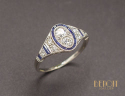 Bague Art Déco Diamants Saphirs