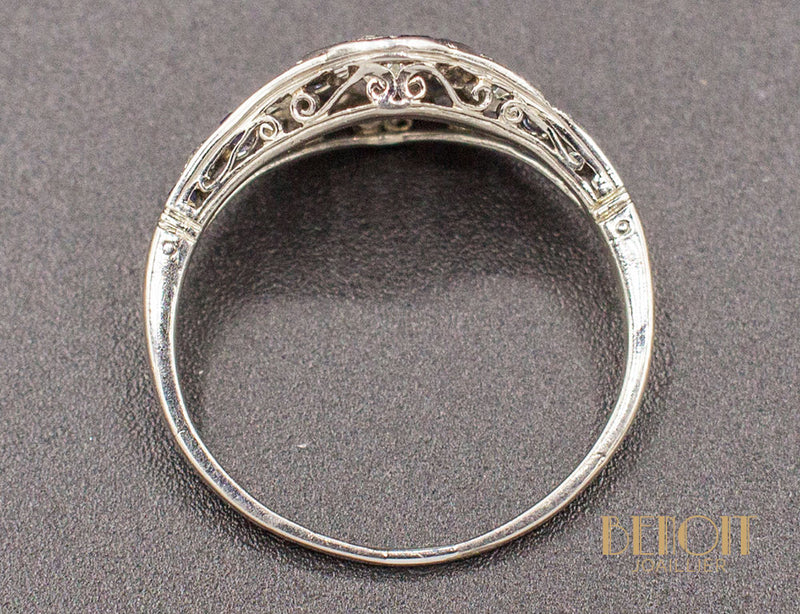 Bague Art Déco Diamants Saphirs