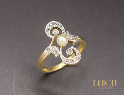 Bague 1900 Perle Diamants