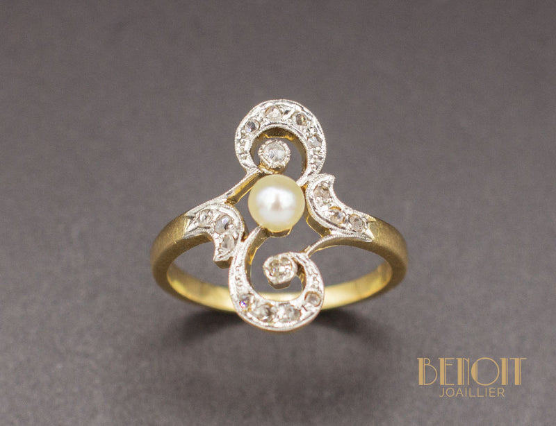Bague 1900 Perle Diamants