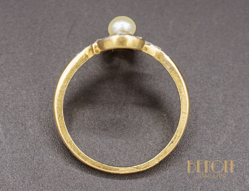 Bague 1900 Perle Diamants