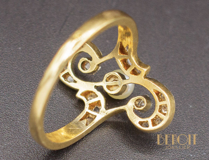 Bague 1900 Perle Diamants