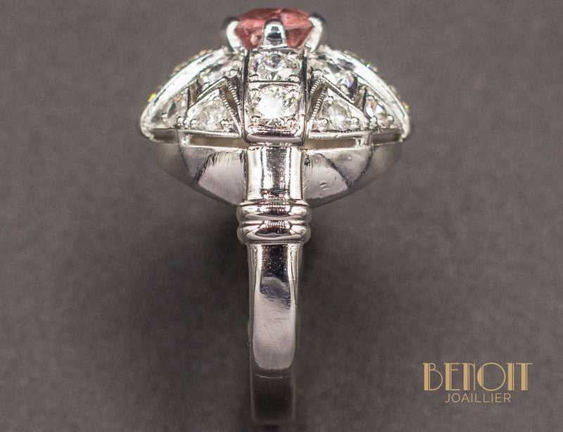 Bague Dôme Art Déco Tourmaline Diamants