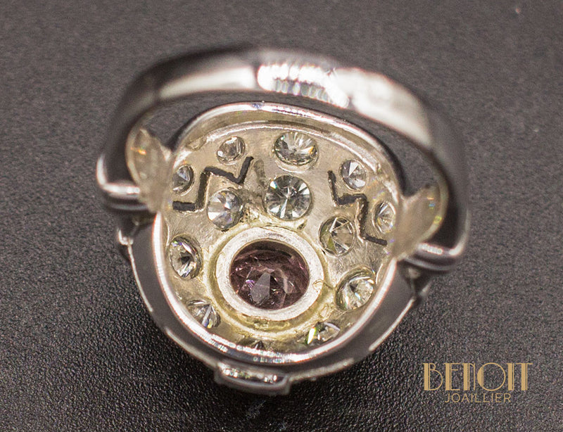 Bague Dôme Art Déco Tourmaline Diamants