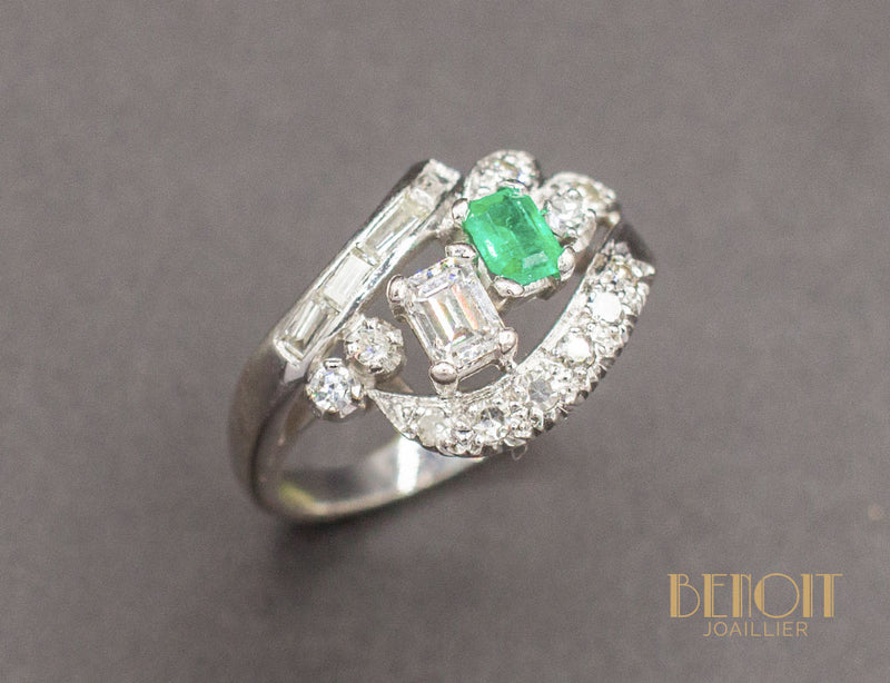 Bague Cocktail Emeraude Diamants