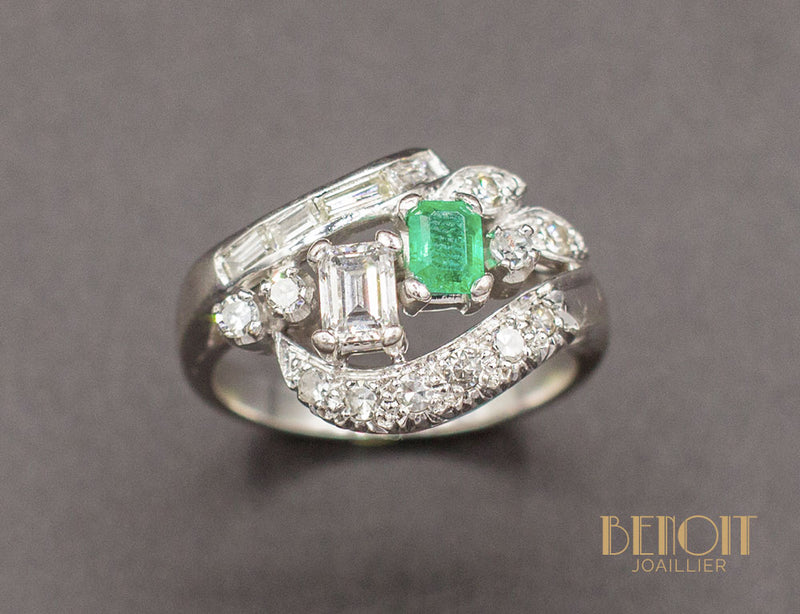 Bague Cocktail Emeraude Diamants