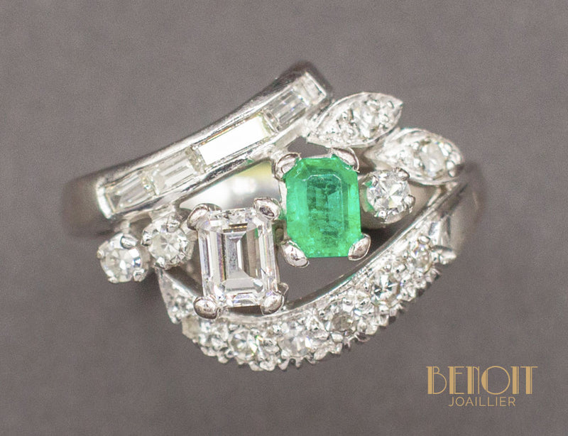 Bague Cocktail Emeraude Diamants