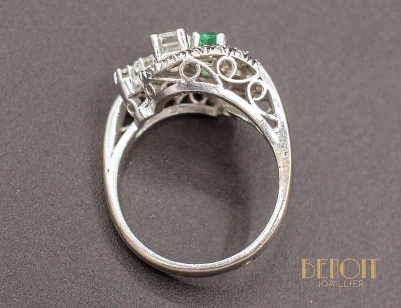Bague Cocktail Emeraude Diamants