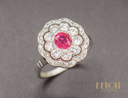Bague Fleur Rubis Diamants