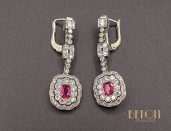 Boucles d'Oreilles Fleurs Rubis Diamants