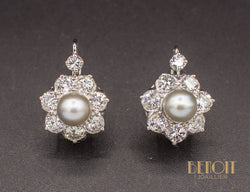 Boucles d'Oreilles Perles Diamants