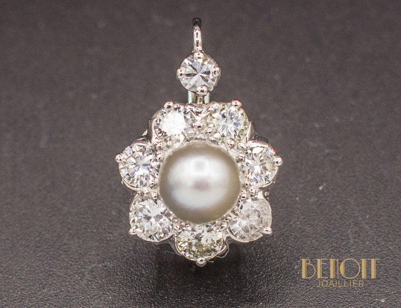Boucles d'Oreilles Perles Diamants