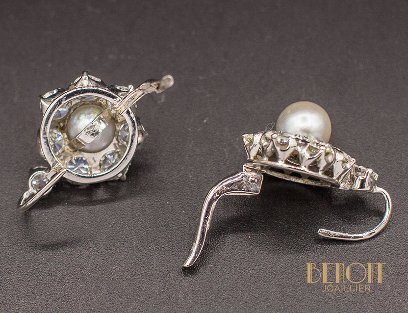 Boucles d'Oreilles Perles Diamants