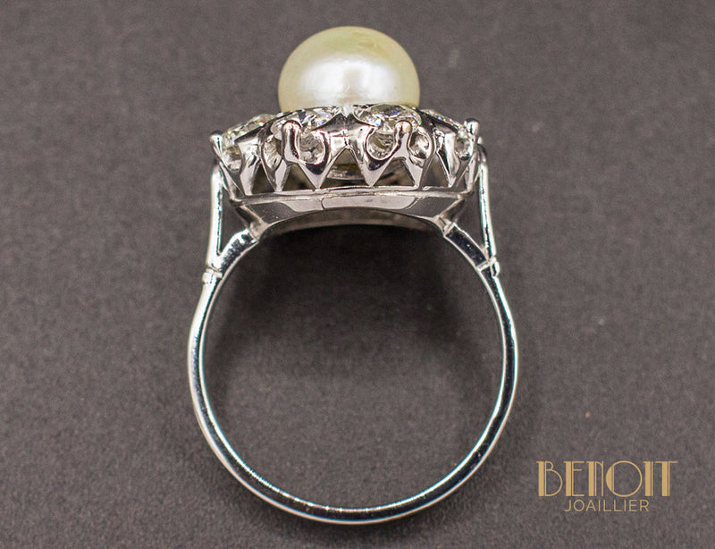 Bague Marguerite Perle Diamants