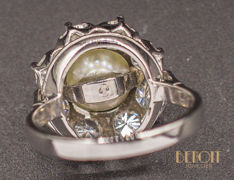 Bague Marguerite Perle Diamants