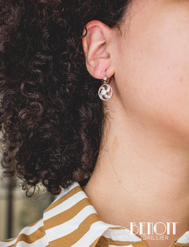 Boucles d'Oreilles Art Déco Diamants