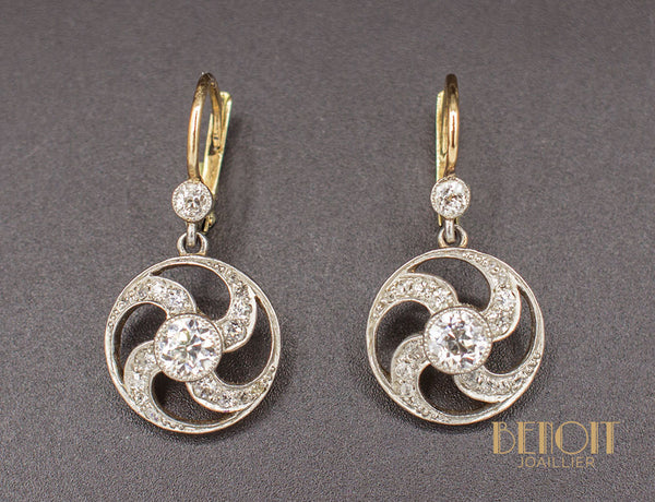 Boucles d'Oreilles Art Déco Diamants