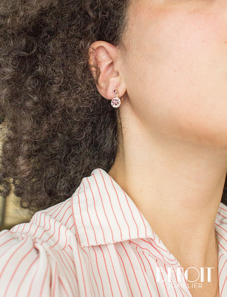 Boucles d'Oreilles Dormeuses Rubis