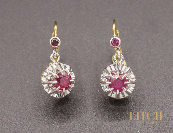Boucles d'Oreilles Dormeuses Rubis