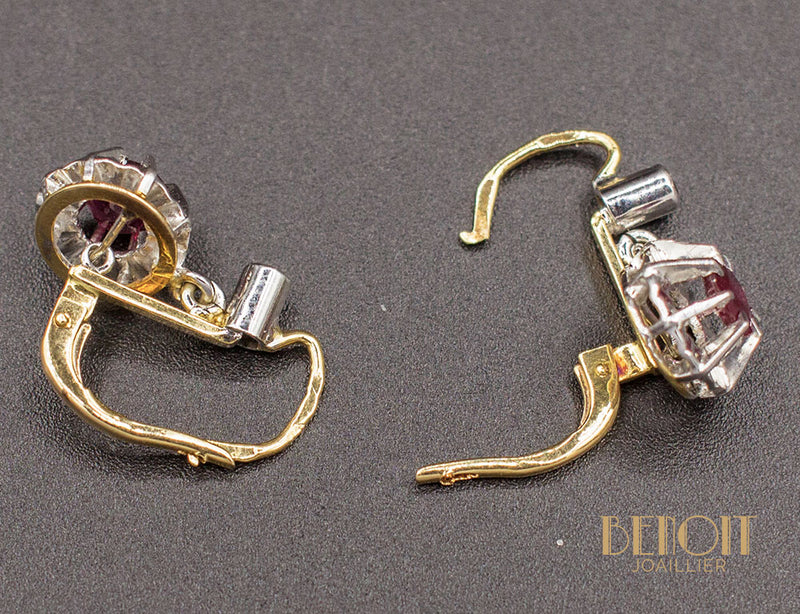 Boucles d'Oreilles Dormeuses Rubis