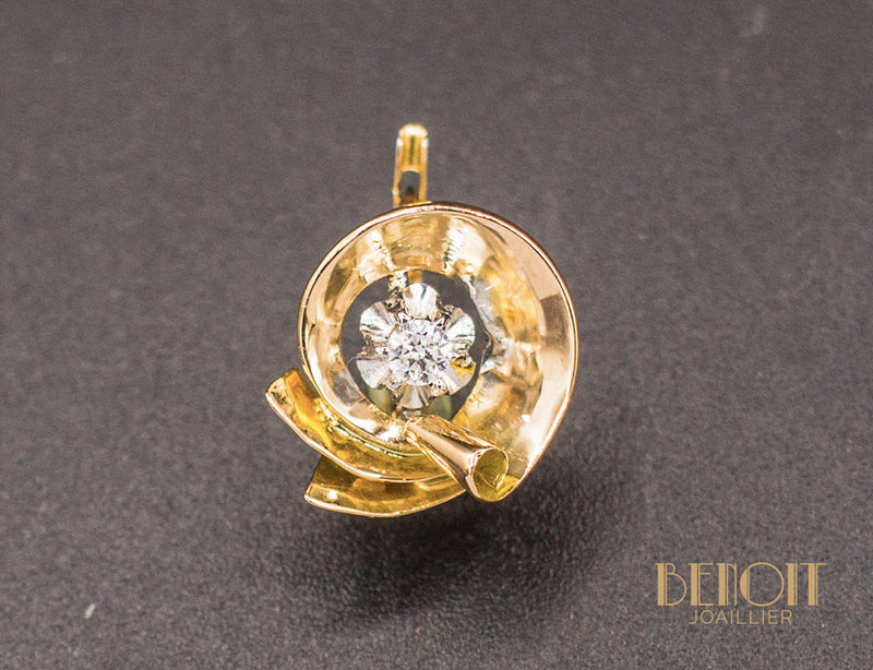 Boucles d'oreilles 1950 Or Jaune Diamant