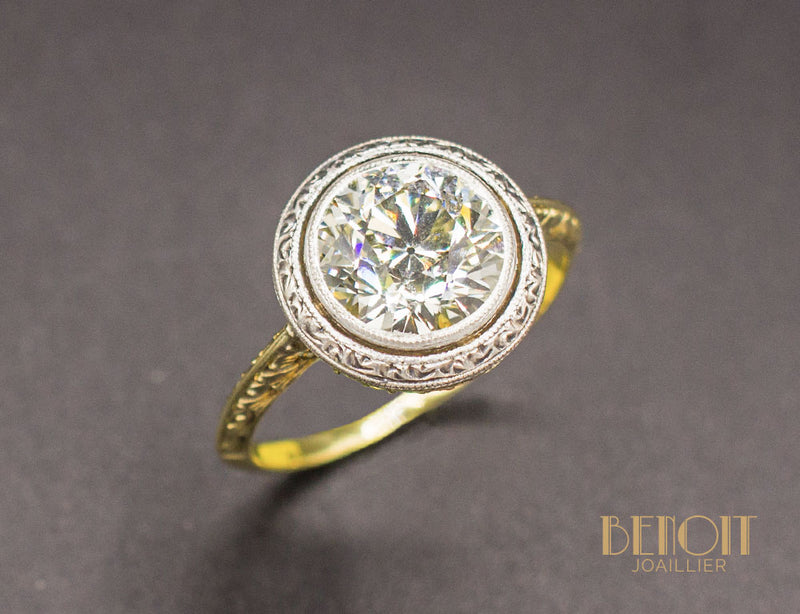 Solitaire Art Déco Diamant Jaune