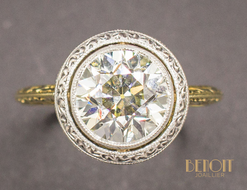Solitaire Art Déco Diamant Jaune