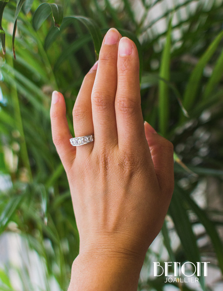 Bague Jarretière Art Déco Diamants