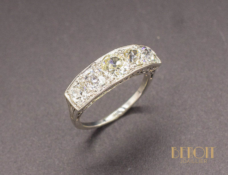 Bague Jarretière Art Déco Diamants