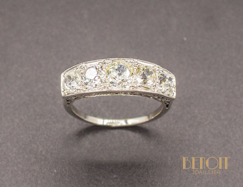 Bague Jarretière Art Déco Diamants