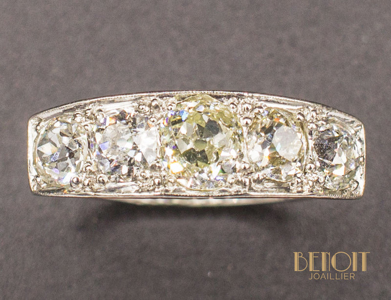 Bague Jarretière Art Déco Diamants