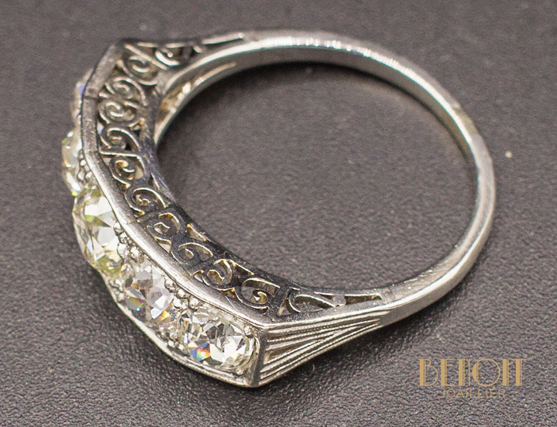 Bague Jarretière Art Déco Diamants