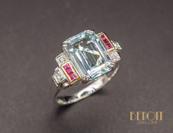 Bague Aigue Marine Art Déco