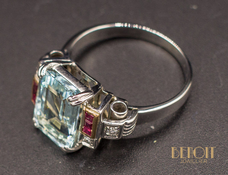 Bague Aigue Marine Art Déco