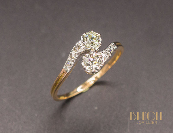 Bague Toi et Moi Diamant Jaunes