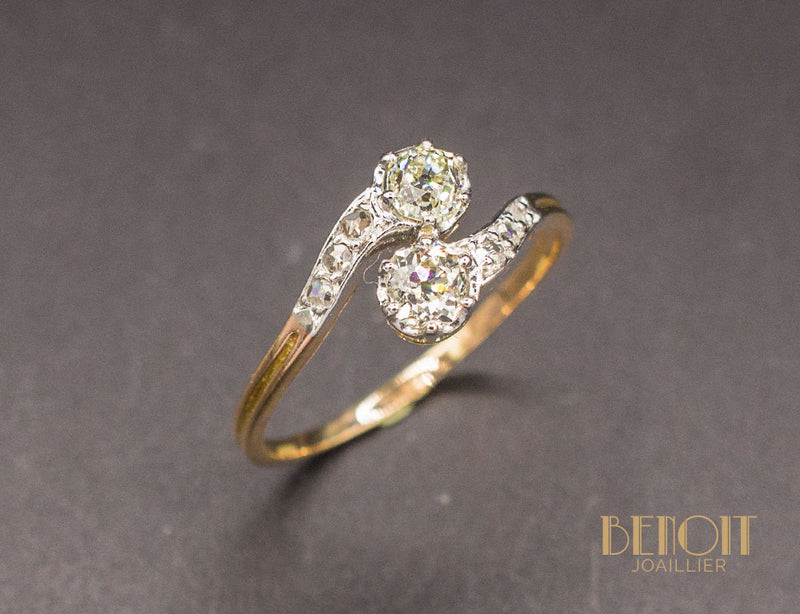 Bague Toi et Moi Diamant Jaunes