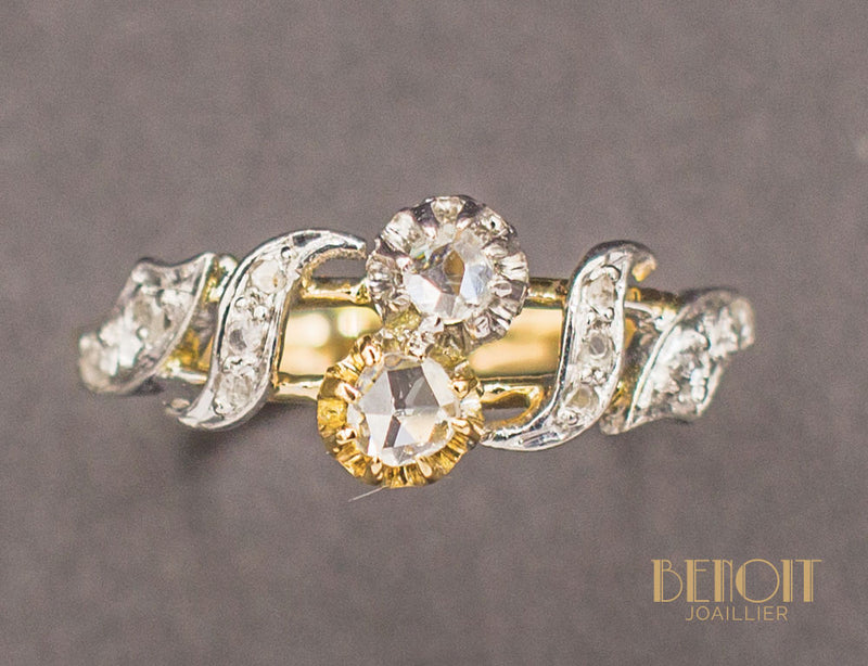 Bague Toi et Moi Diamants Taille Rose