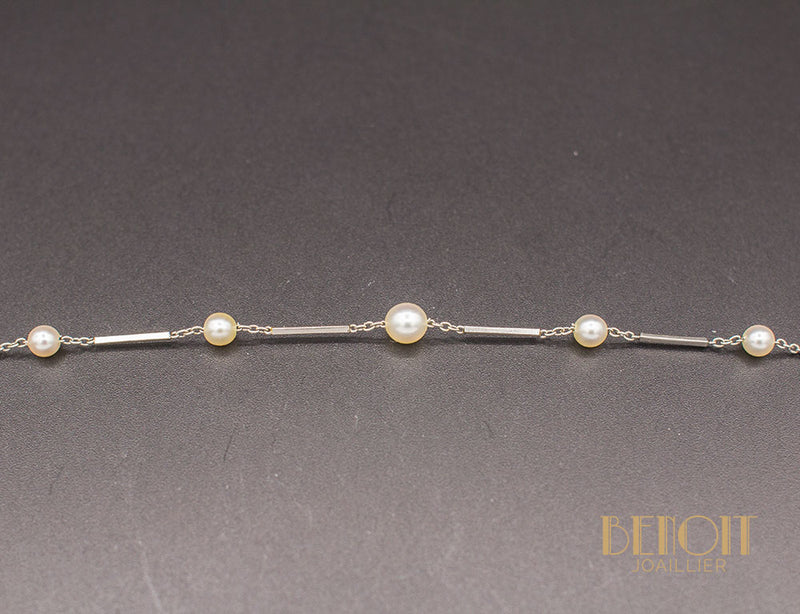 Collier Platine et Perles