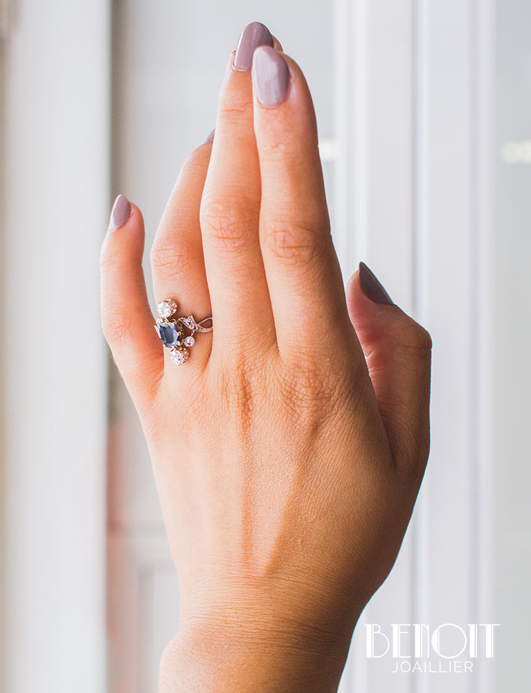Bague Trilogie Saphir Diamants