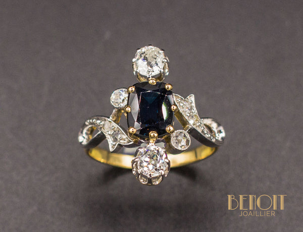 Bague Trilogie Saphir Diamants